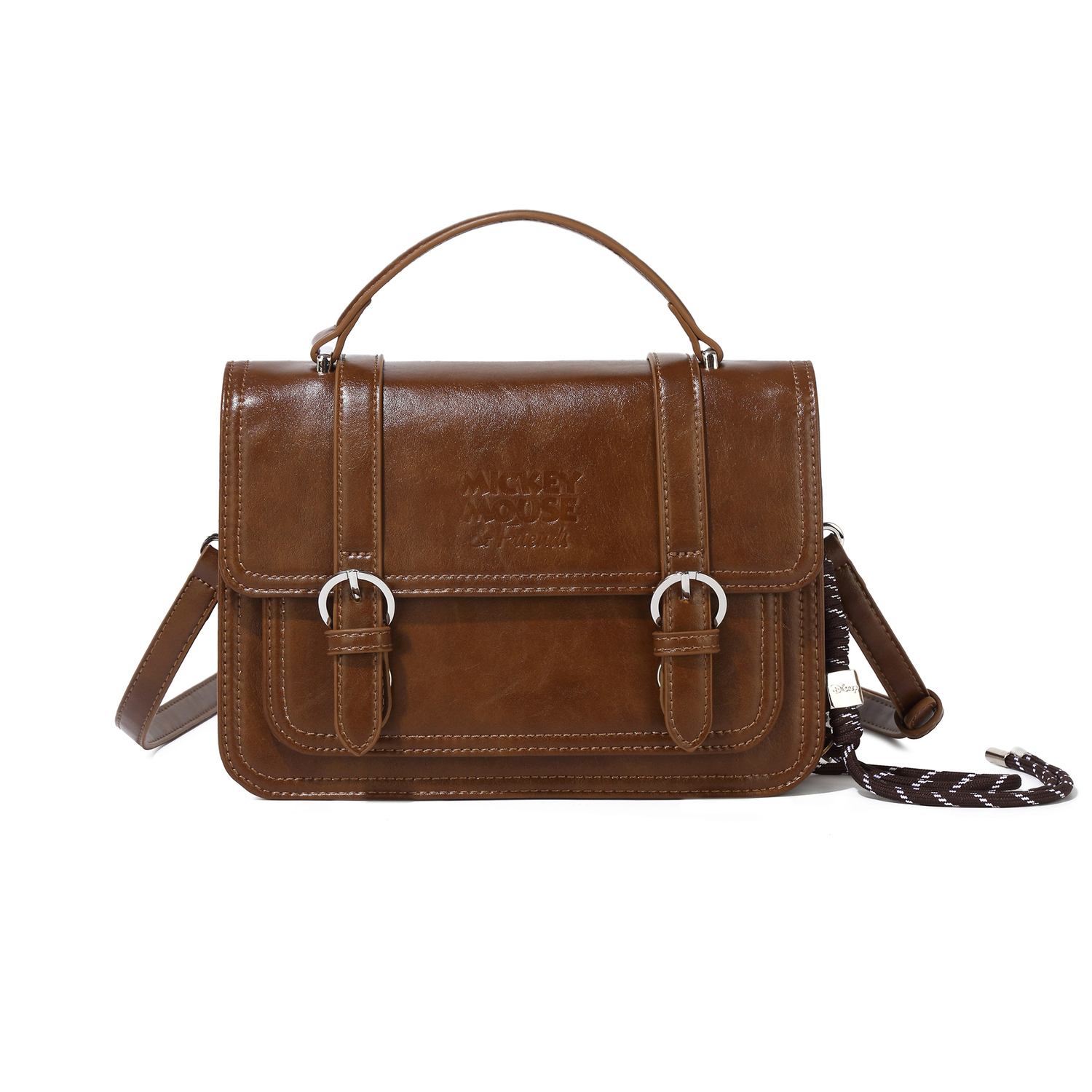 

Disney Микки серия Плечевая сумка из полиуретана Сумка через плечо Средняя женская сумка Коричневая, Brown-Vintage Messenger Bag[Comes with Charm]