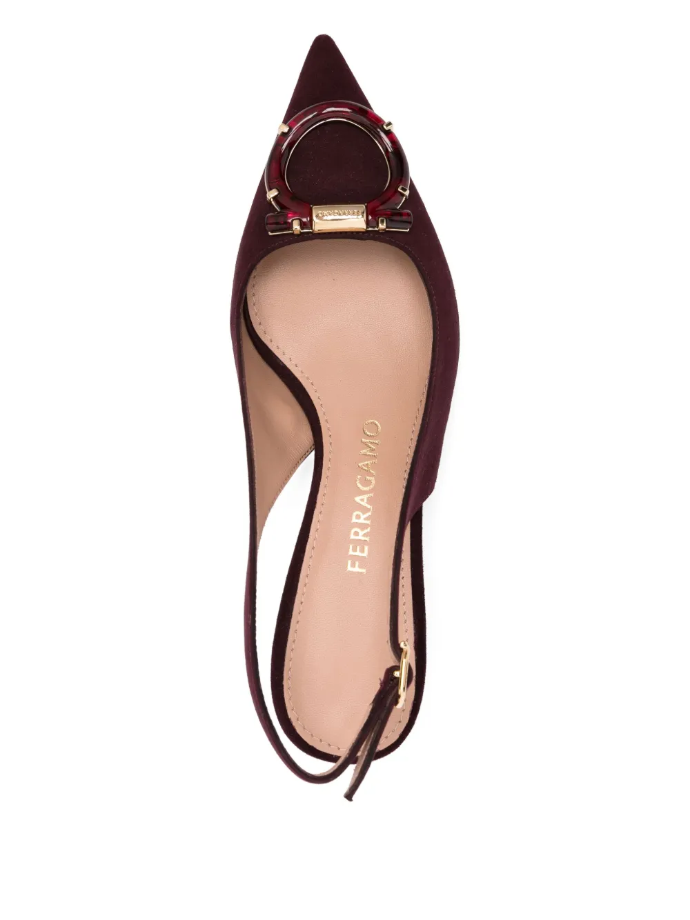 Туфли-лодочки из замши 50 мм Ferragamo, красный — фото 4