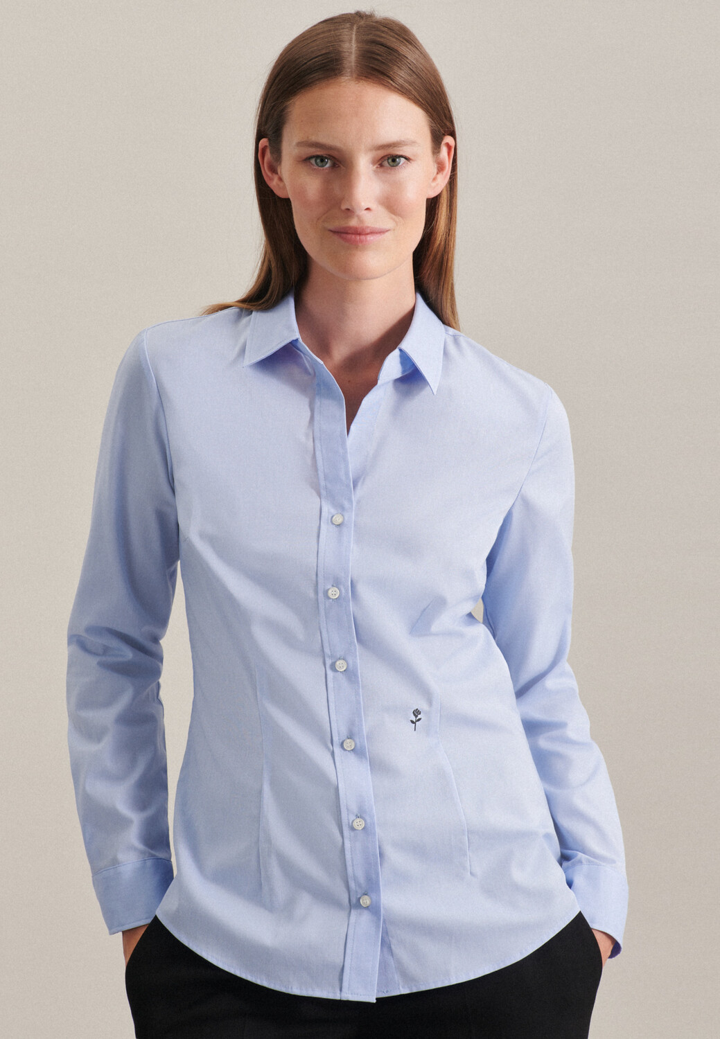 

Блуза Seidensticker Hemd Slim Fit, светло-синий