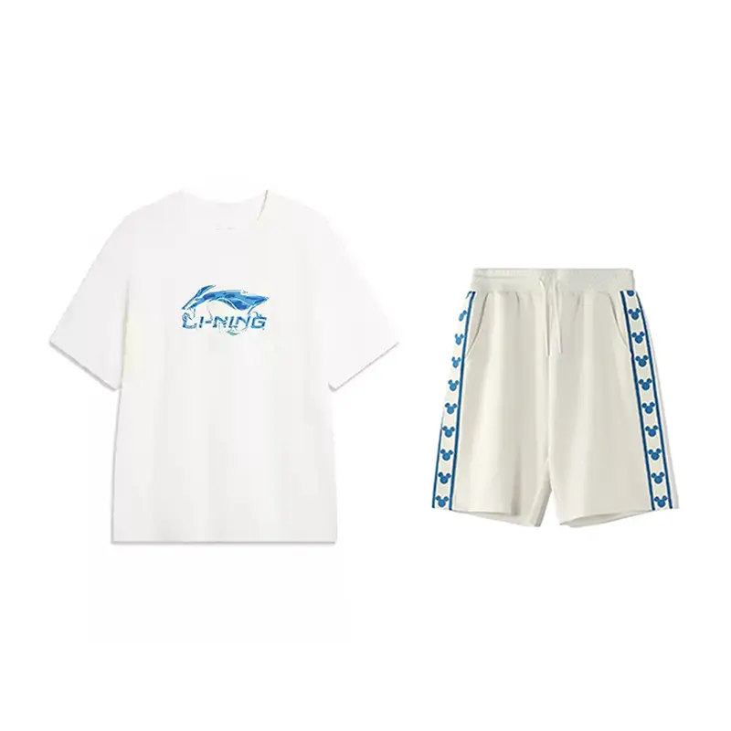 

LiNing Повседневная спортивная одежда унисекс, clothing sets[белый shirt+champagne белый shorts]