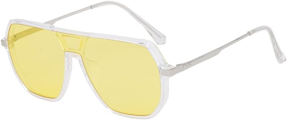 

Модные большие квадратные солнцезащитные очки для мужчин и женщин, цельные, нестандартной формы, металлические, в винтажном стиле, с защитой от УФ-излучения UV400 WNCKSQ, C5transparentyellow