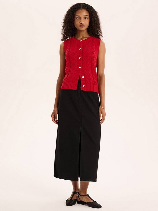 

Оливковая джинсовая юбка миди OMNES, Black