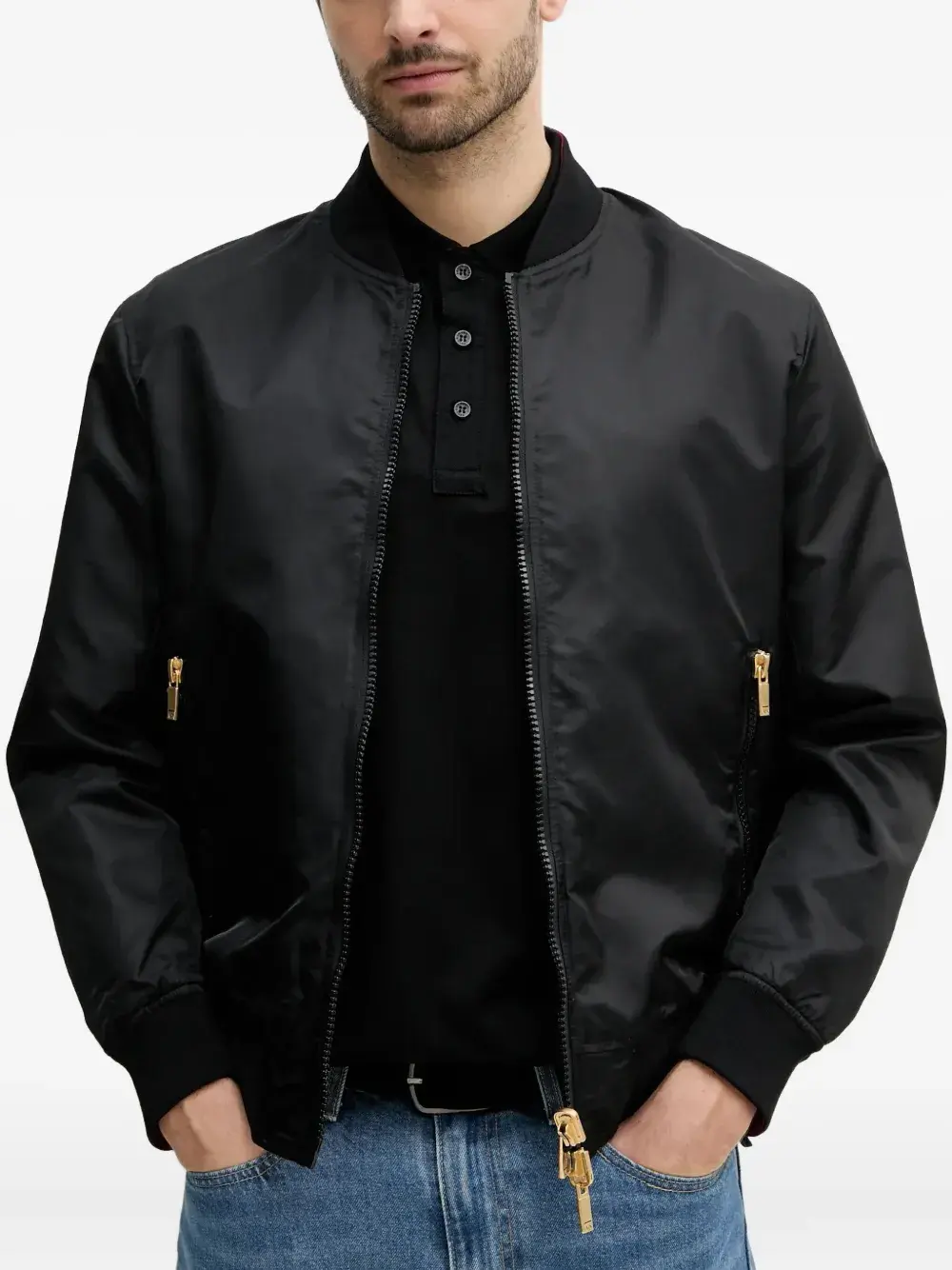 

Двусторонний бомбер с вышивкой Armani Exchange, черный