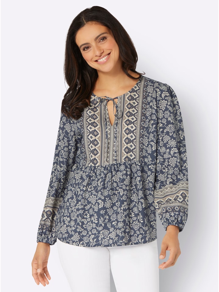 

Блузка с принтом в дымчато-синем и шампанском цветах. WITT WEIDEN