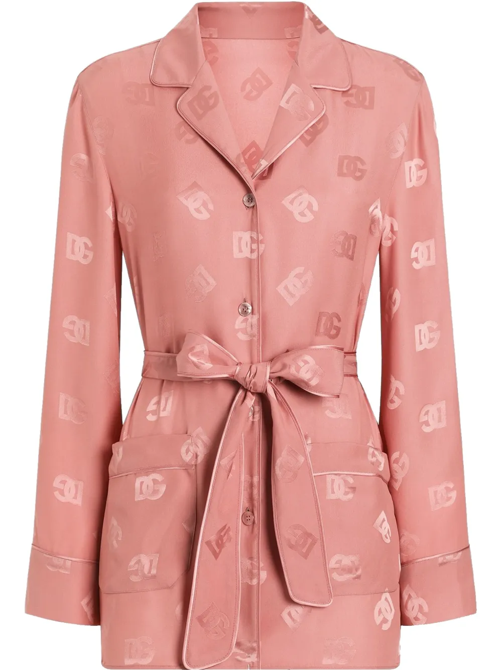 

Шелковая жаккардовая рубашка DOLCE & GABBANA, розовый