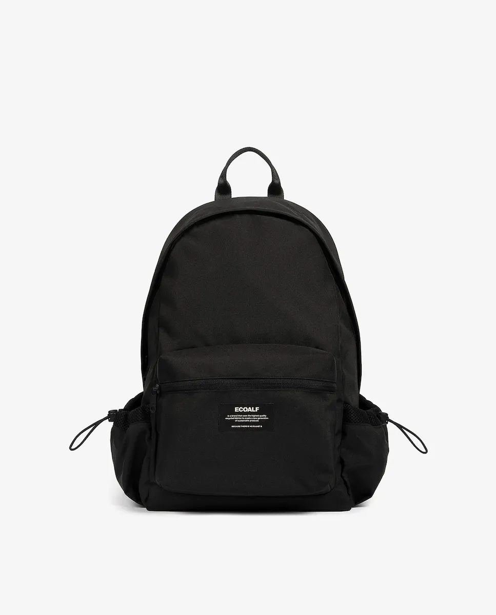 

Мужской рюкзак с застежкой-молнией и боковыми регулируемыми карманами с резинкой Ecoalf, черный