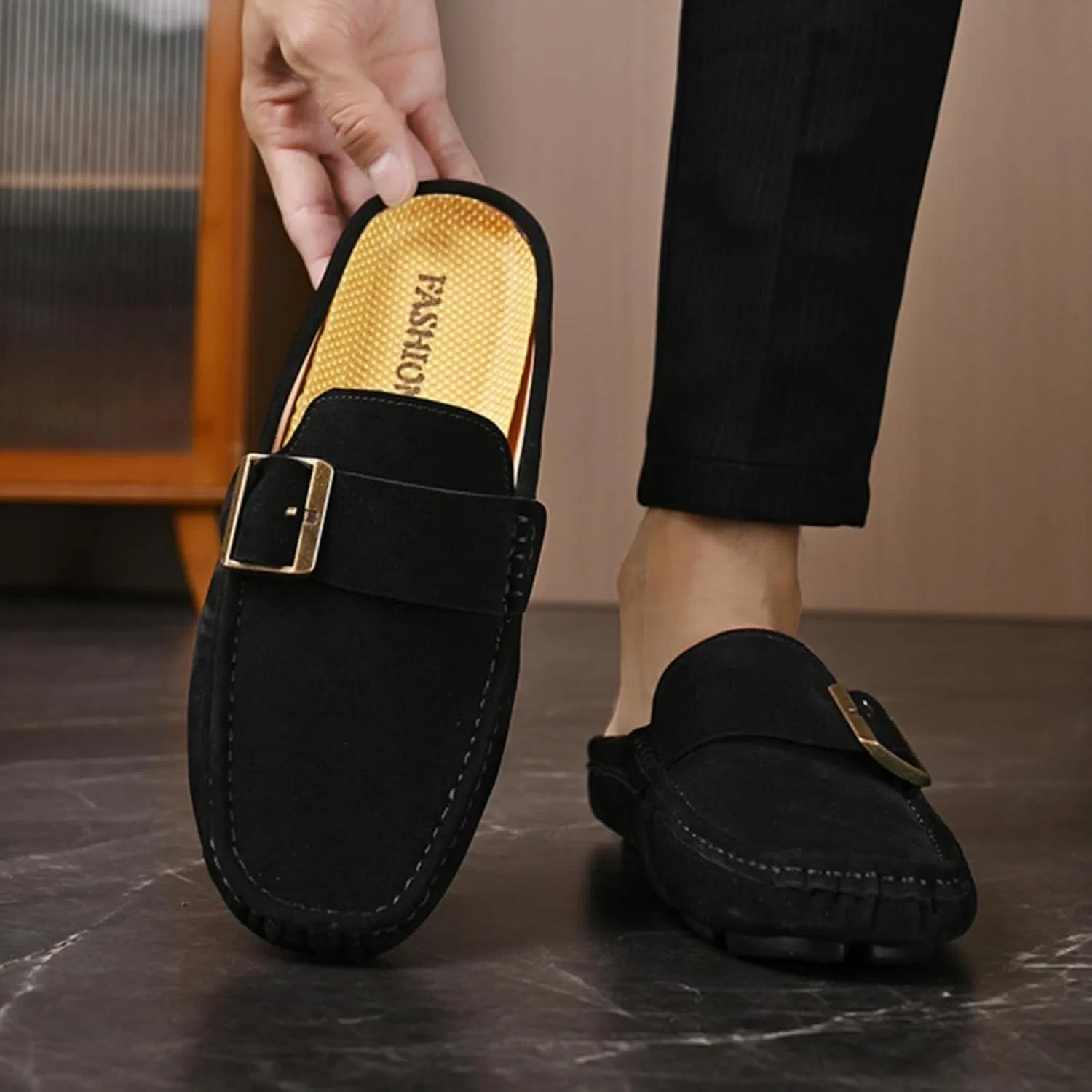 Мужские мюли, Suede, Loafers & Slip-Ons, Black Aokisx — фото 2