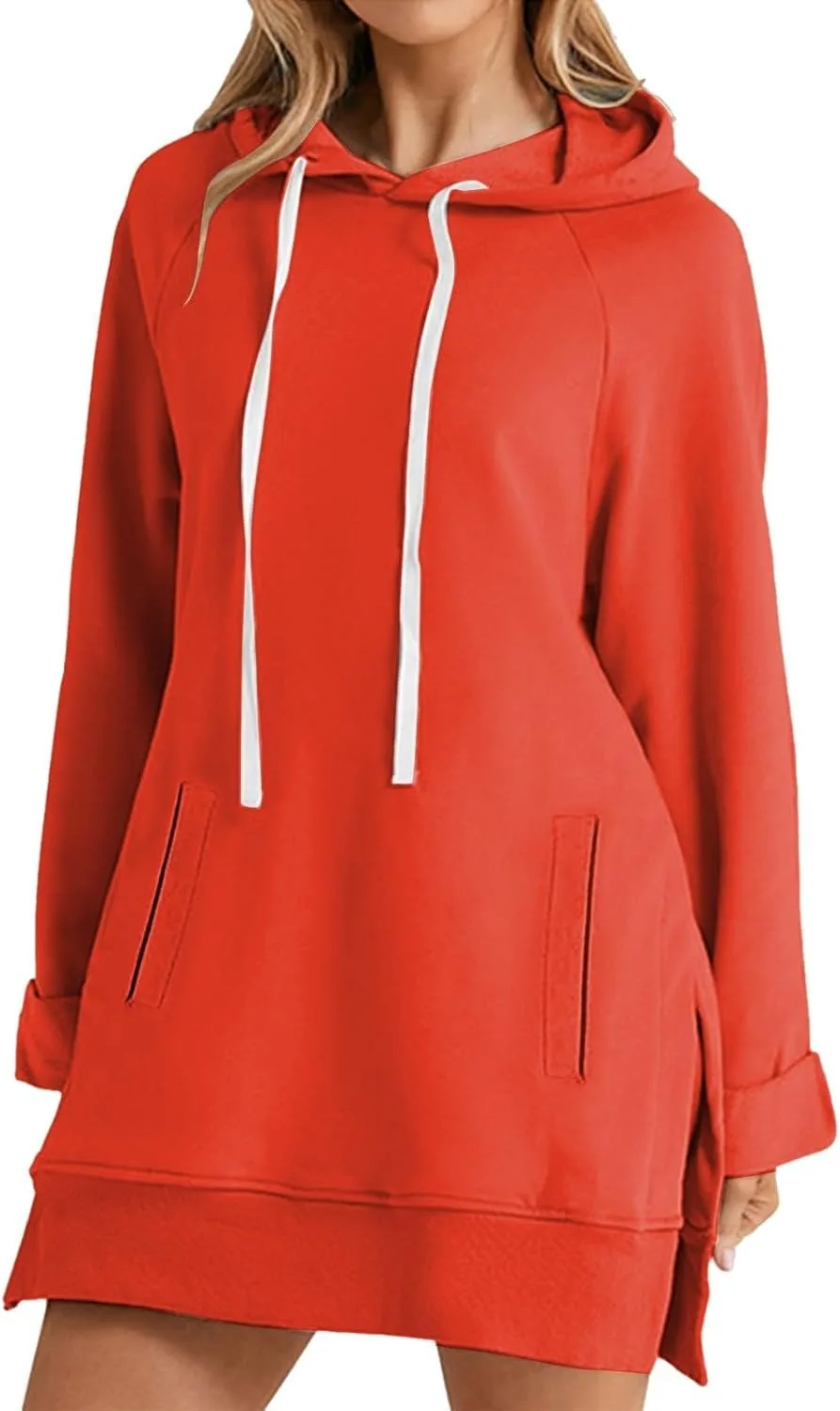 

Warmy платье-худи оверсайз для женщин зимнее теплое флисовое с карманами