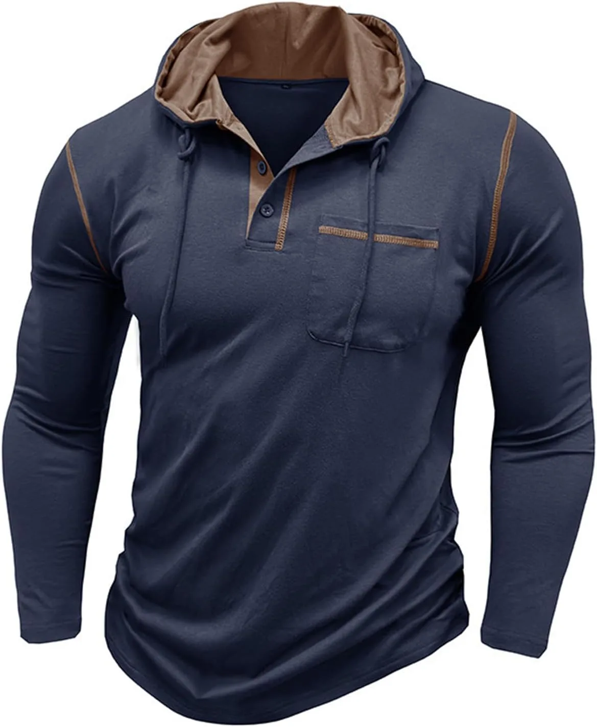 

Мужская толстовка с капюшоном на пуговицах и карманом Easyoyo