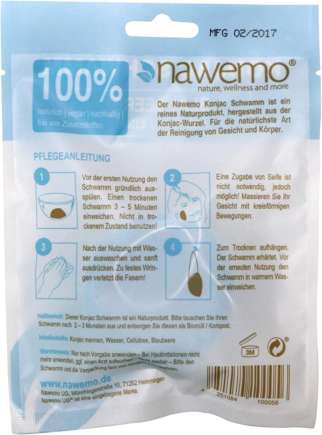 Спонж конняку «Черника» Nawemo с антивозрастным эффектом Nawemo — фото 4