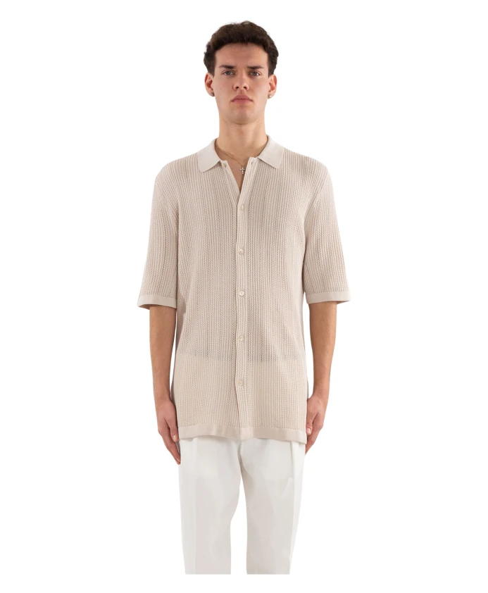 

Трикотажная рубашка из фактурного хлопка Eleventy, бежевый