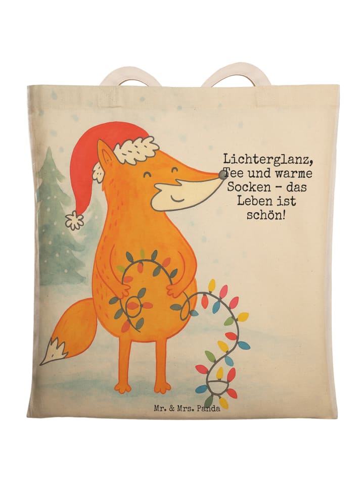 

Сумка через плечо с рождественским дизайном Лиса и надписью белого цвета Mr. & Mrs. Panda