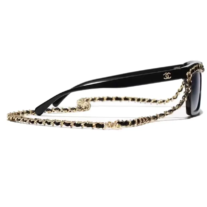 CHANEL Неправильной формы солнцезащитные очки унисекс черные, Black — фото 2