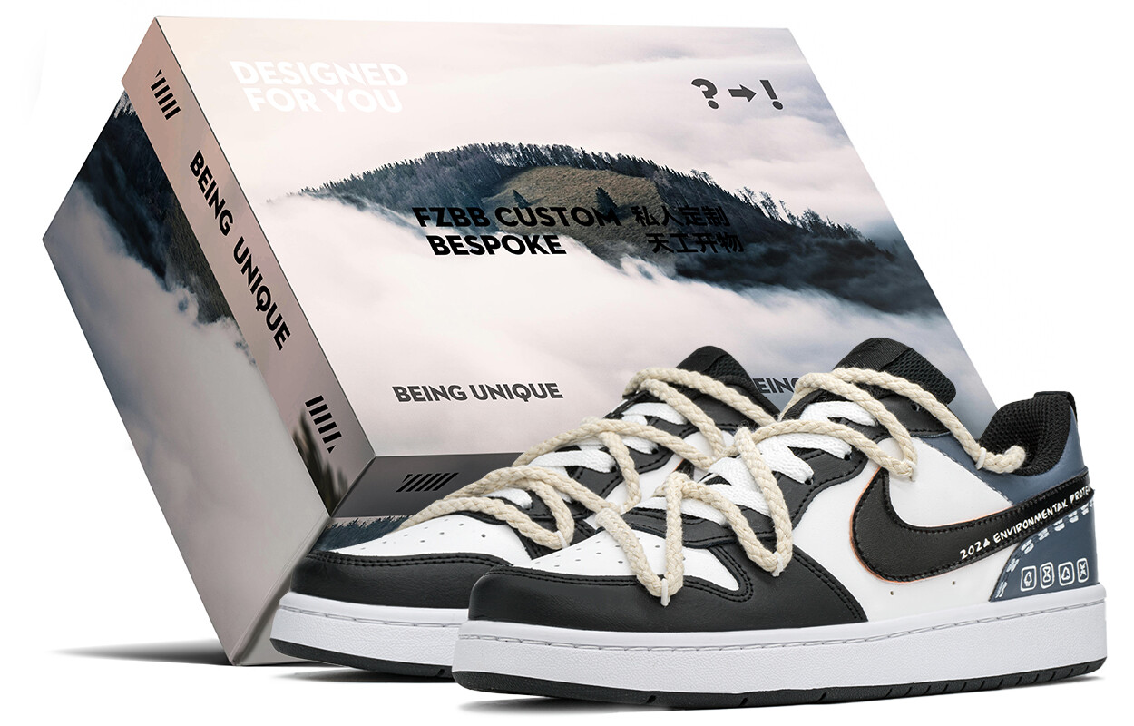

Кроссовки Nike Court Borough Skateboarding Shoes Women's Low-top Black/white/blue, синий/черный/белый