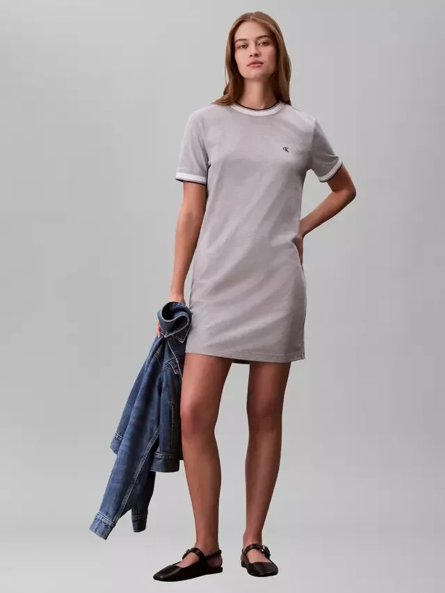 Платье-футболка с монограммой, цвет героический серый меланж Calvin Klein