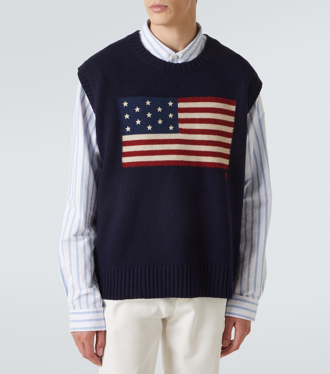 Шерстяной и хлопковый жилет-свитер Polo Ralph Lauren, Hunter Navy — фото 3