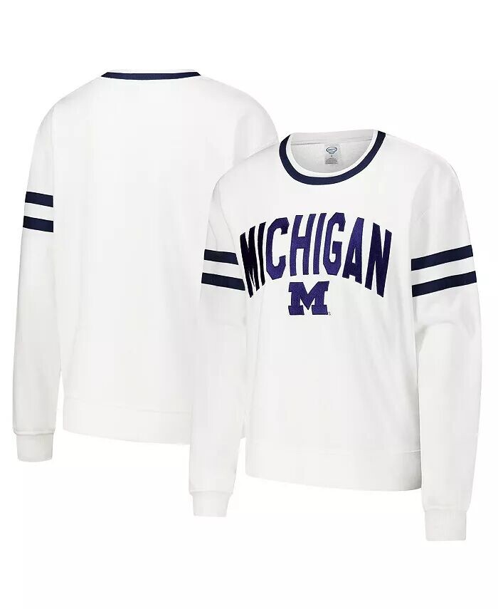 

Женская белая футболка Michigan Wolverines Borough French Terry Arch Over с длинным рукавом Concepts Sport