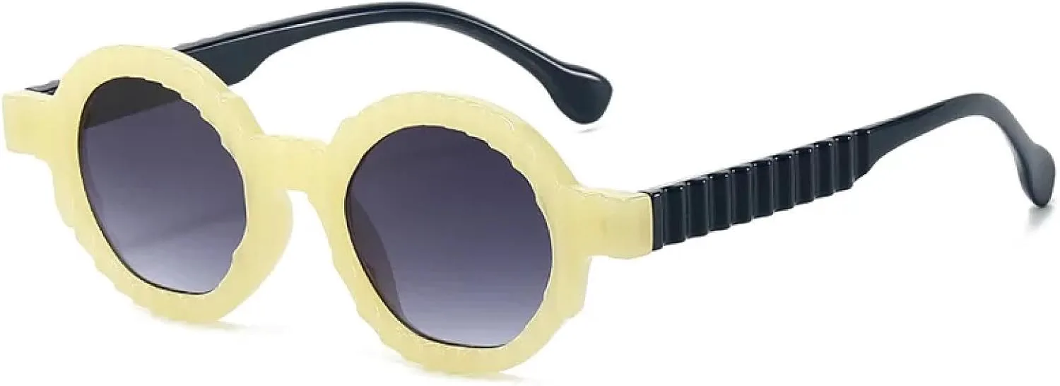 

Модные круглые солнцезащитные очки для женщин, уникальные двухцветные градиентные очки в стиле панк с защитой от УФ-излучения UV400 для мужчин TVTBBVV, Yellow-gray
