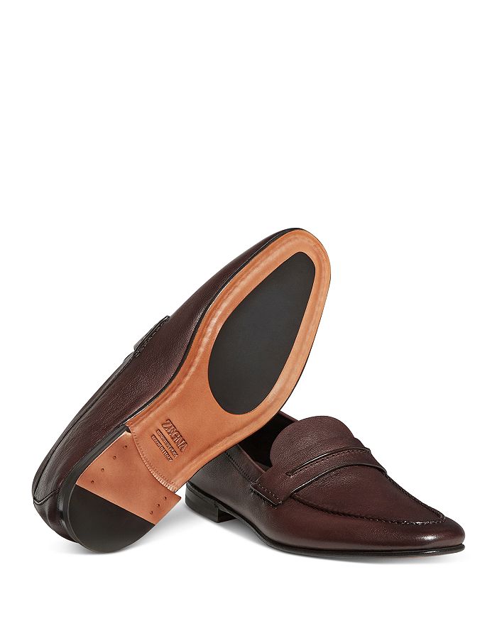 Мокасины из натуральной зернистой кожи ZEGNA, коричневый — фото 3