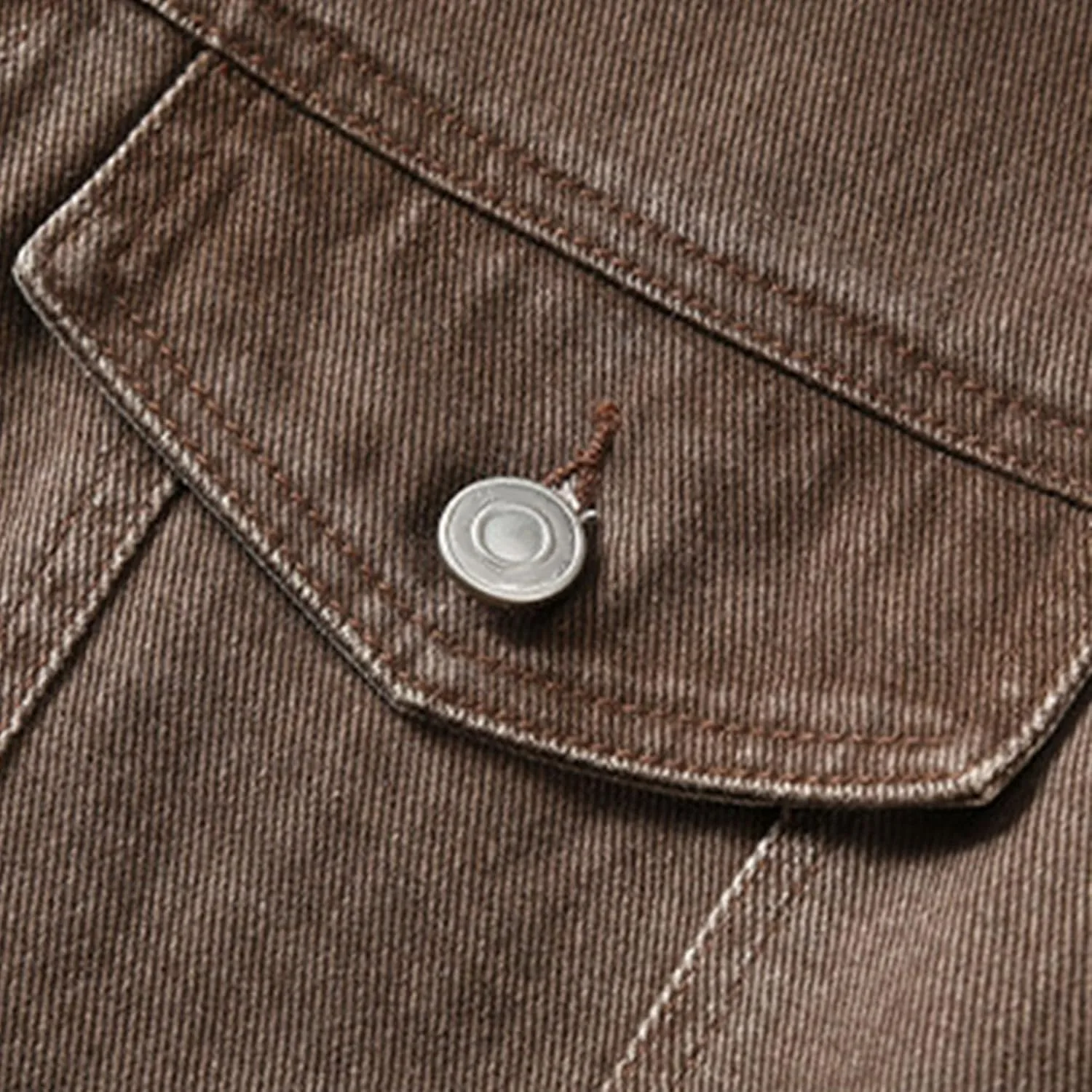 Мужская джинсовая куртка рваная slim jean jacket пальто в стиле classic trucker regular fit повседневный верх casual outerwear на пуговицах cowboy cut Generic, кофейный — фото 2