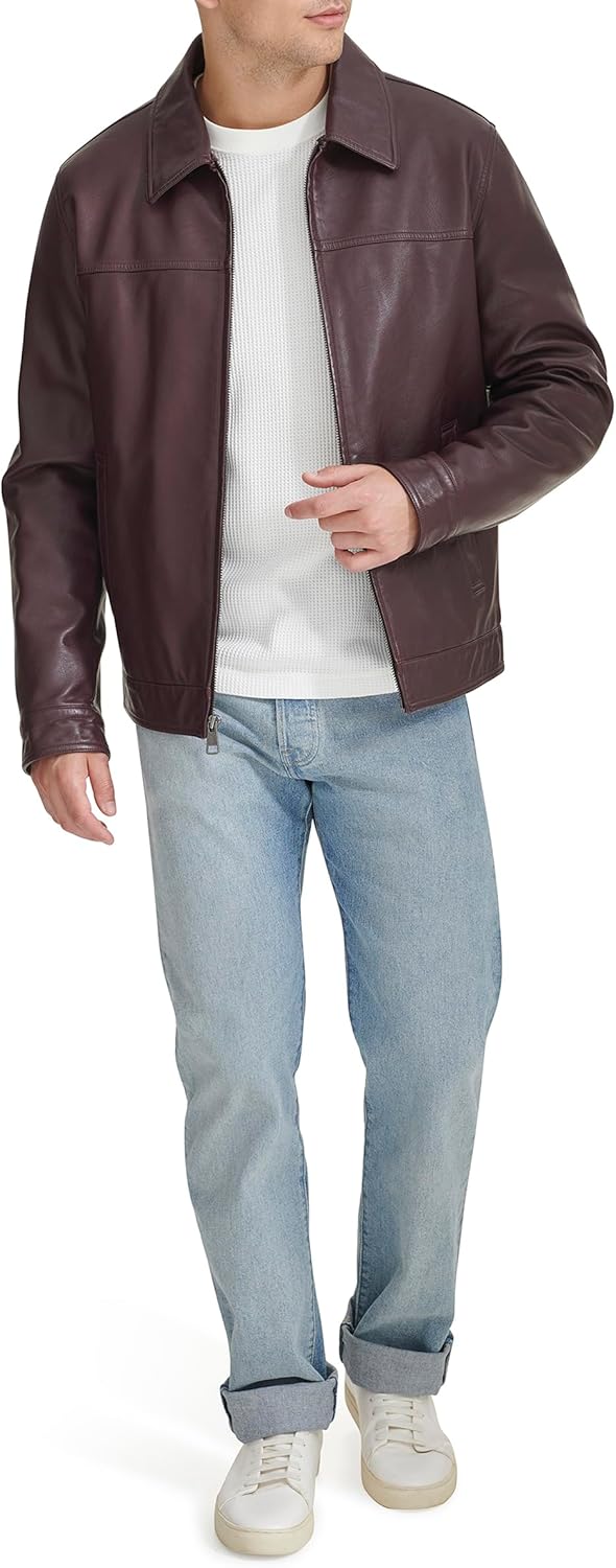 Мужская классическая куртка из искусственной кожи Tommy Hilfiger Mens, Burgundy — фото 2