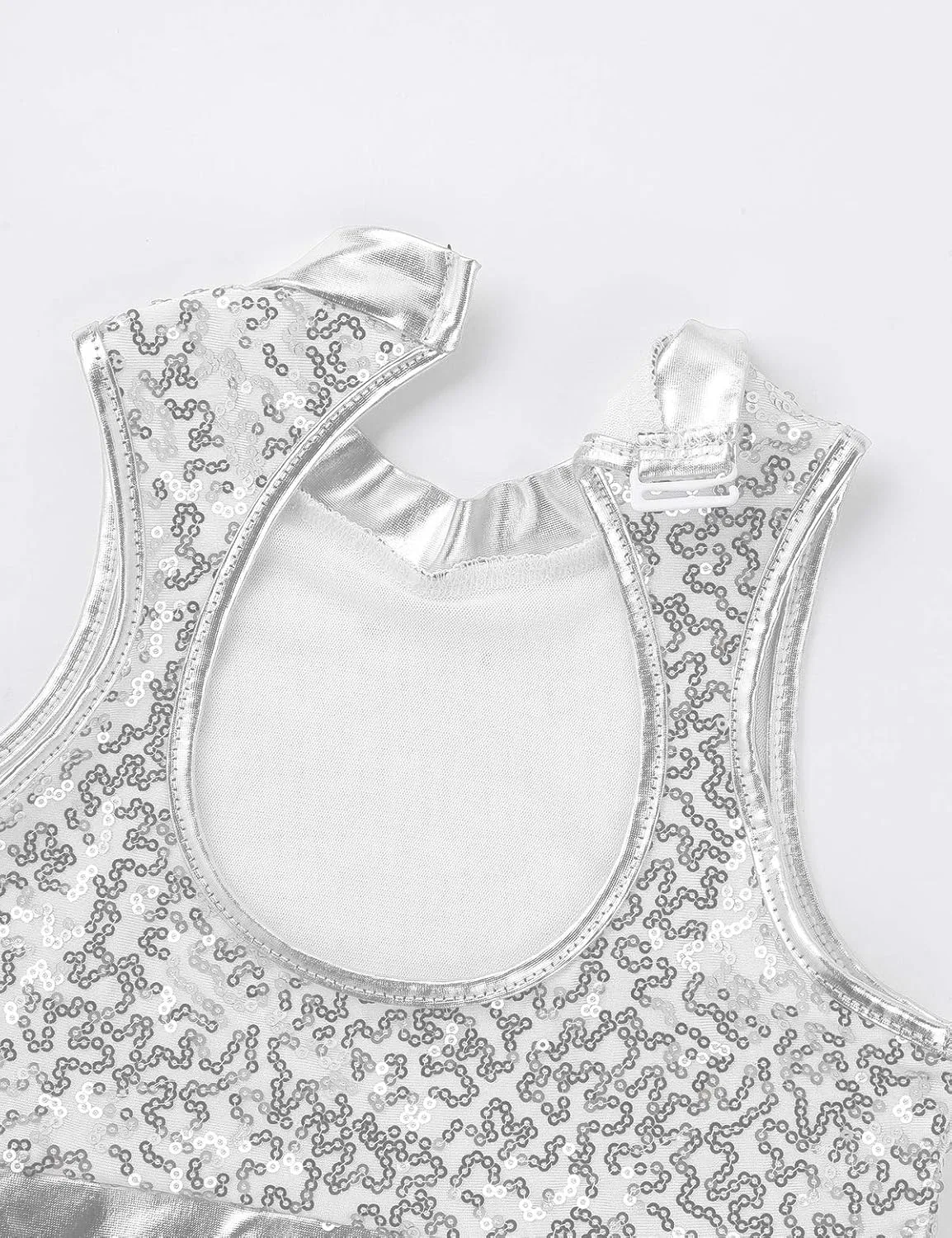 Детский спортивный комплект из топа и шорт YiZYiF, Zo Sequin Silver — фото 4