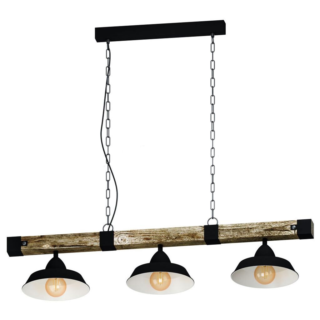 

Винтажный подвесной светильник Eglo Rustic из металла и дерева в черно-коричневом цвете 3xE27, черный