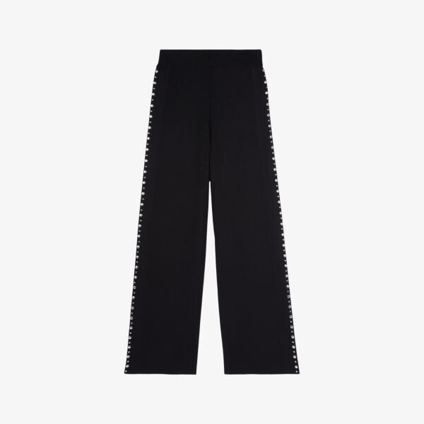 

Широкие трикотажные брюки с высокой посадкой, украшенные заклепками The Kooples, черный