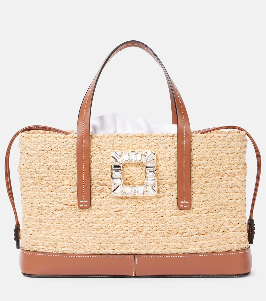

Viv' Skate маленькая сумка-тоут из рафии Roger Vivier, Natural Cognac Scuro