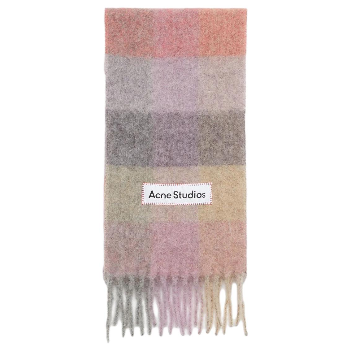 

Шарф в клетку с нашивкой Logo Patch Acne Studios, fuchsia/светло фиолетовый/розовый