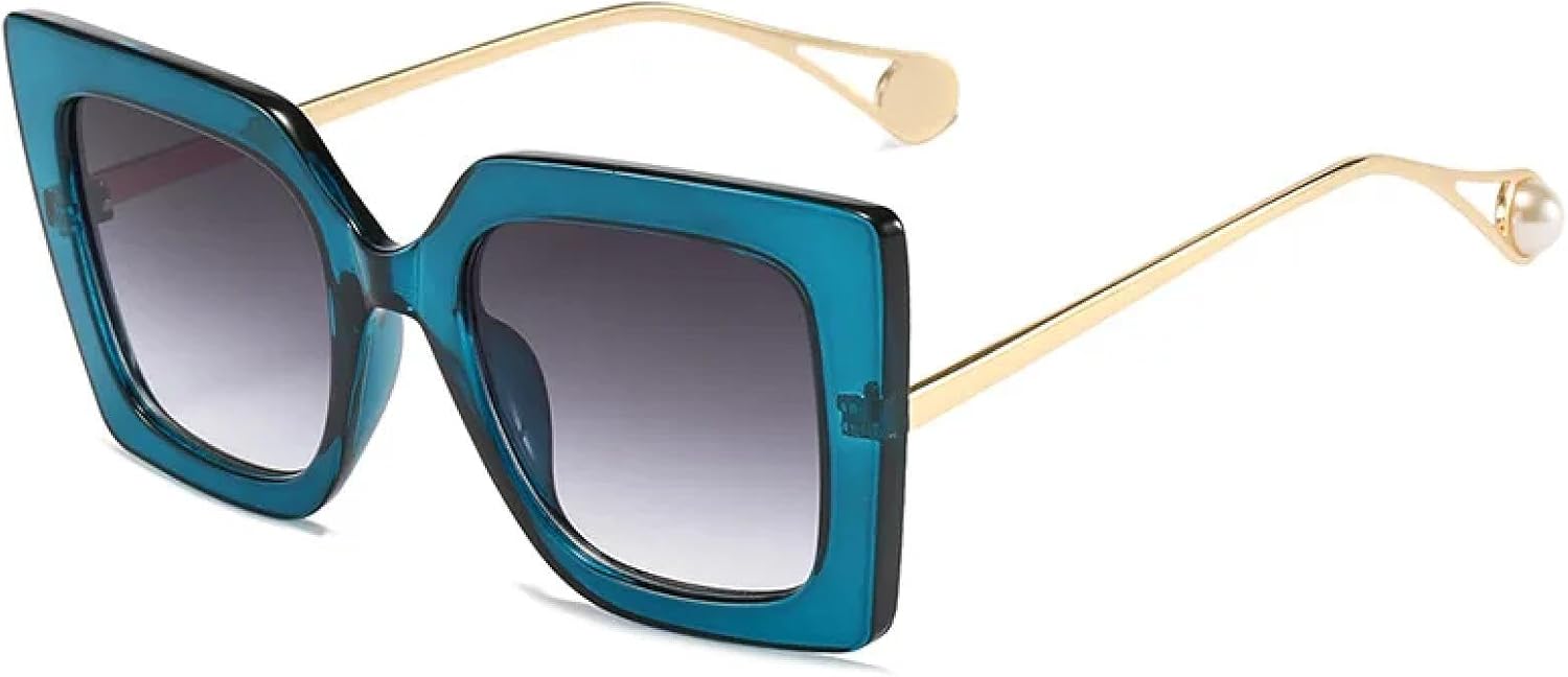 

Модные солнцезащитные очки «кошачий глаз» для женщин и мужчин, с градиентными линзами, из сплава металла, класса люкс, с защитой от УФ-излучения UV400 TKKTLLT, Transparent Blue