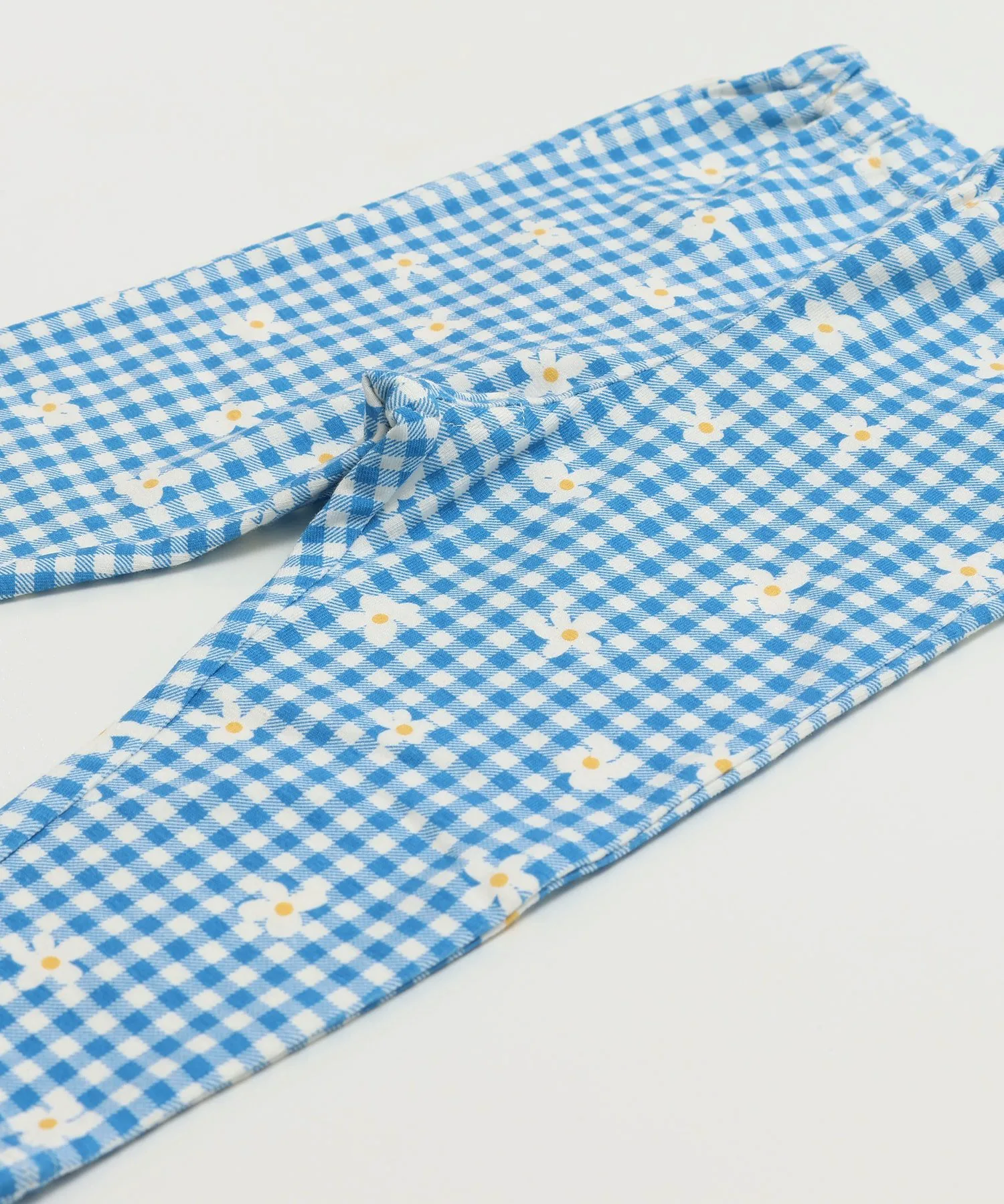 Леггинсы длиной 3/4 с принтом по всей поверхности Chil2, B Gingham Flower/Blue — фото 2