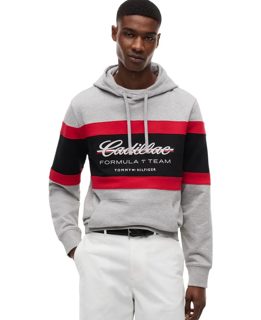Мужская толстовка с капюшоном и декоративными панелями Cadillac F1 Tommy Hilfiger, светлый-серый heather