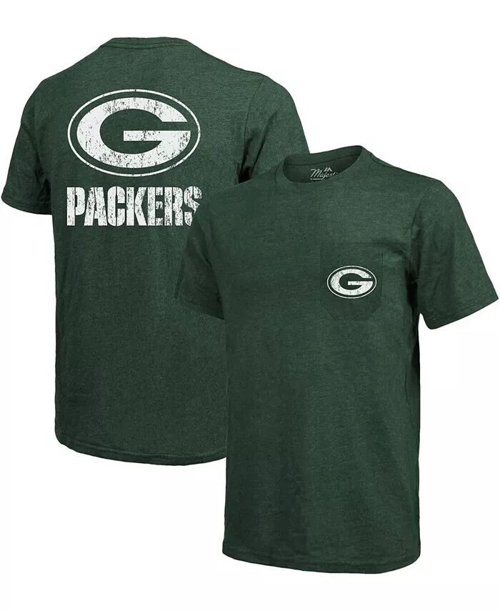 

Футболка Green Bay Packers Tri-Blend Pocket - Меланжевый зеленый Majestic