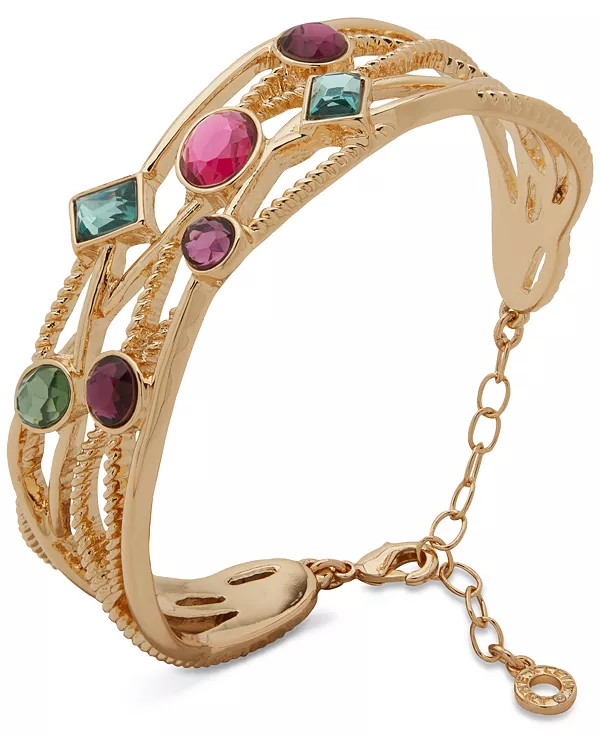 

Браслет-Манжета золотистого оттенка с несколькими камнями Anne Klein, multi