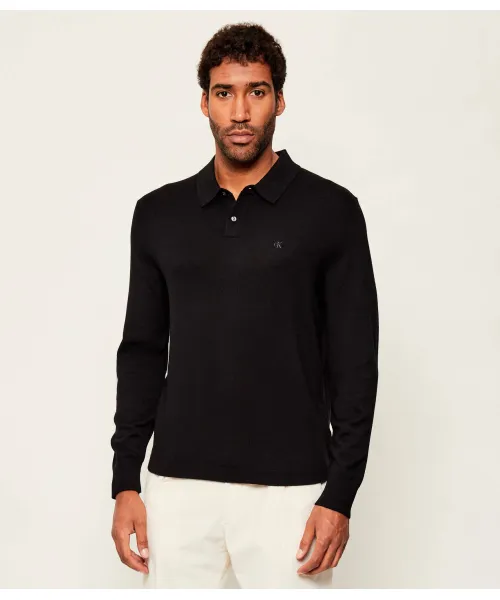 

Шерстяная рубашка-поло Regular fit Calvin Klein, черный