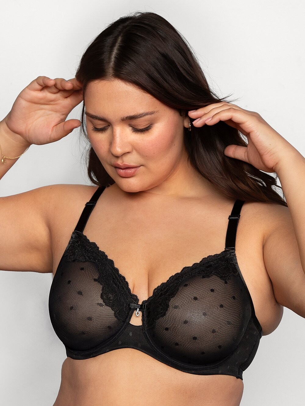 

Бюстгальтер на косточках Sheer Whisper без подкладки Curvy Couture, черный