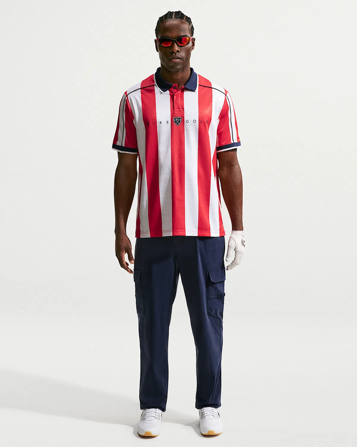 Мужское поло Nike Fairway Fresh Dri-FIT свободного кроя с коротким рукавом, University Red/Midnight Navy — фото 4