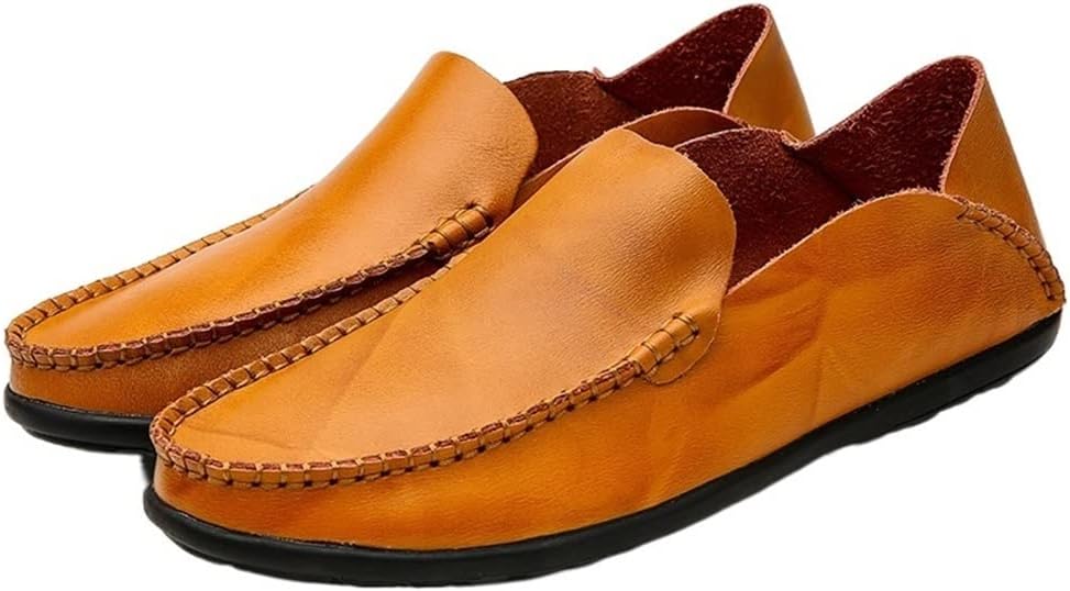 

Мокасины EVSER для мужчин, курительные, простые, легкие кожаные, противоскользящие, гибкие, с плоским каблуком, повседневные, без шнурков (Цвет: красный, Размер: 8)