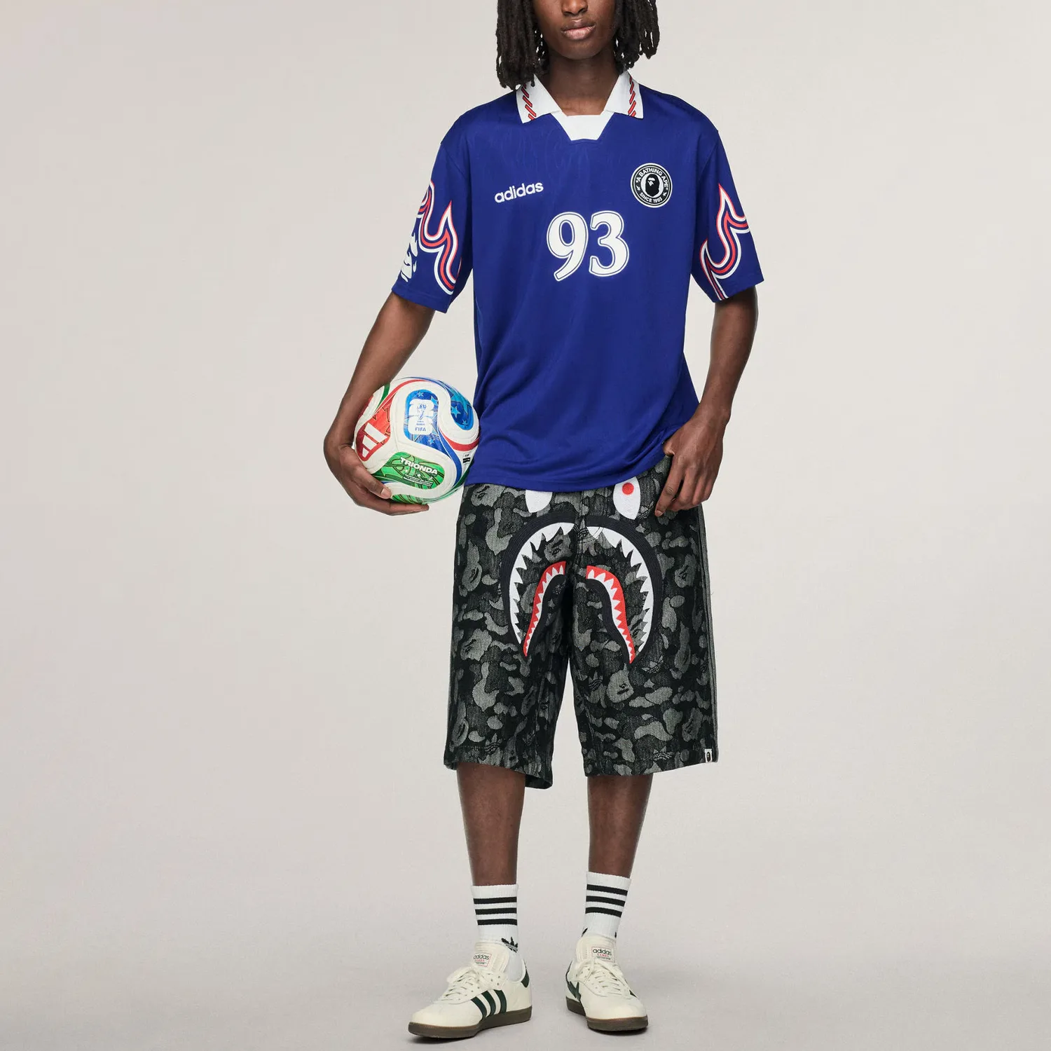 Bape SSL Flame Jersey поло Unisex Adidas Originals, темно-синий — фото 4