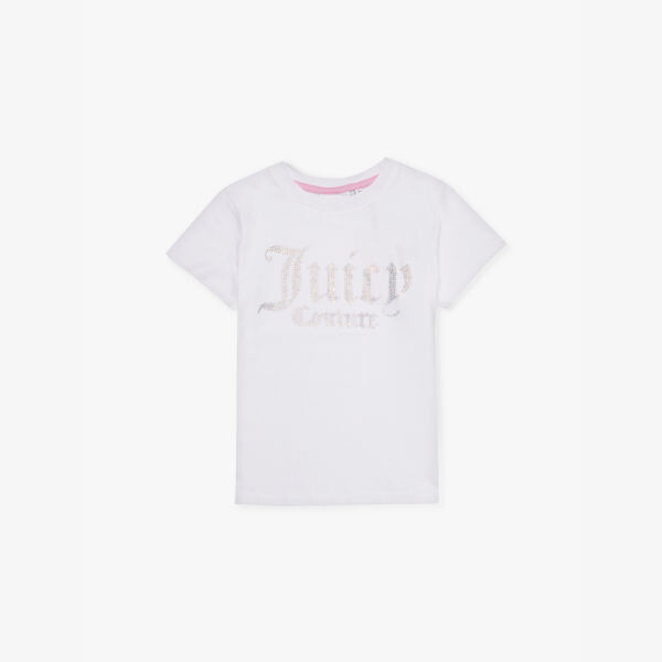 

Футболка Diamante с короткими рукавами из хлопкового трикотажа 7-16 лет Juicy Couture, белый