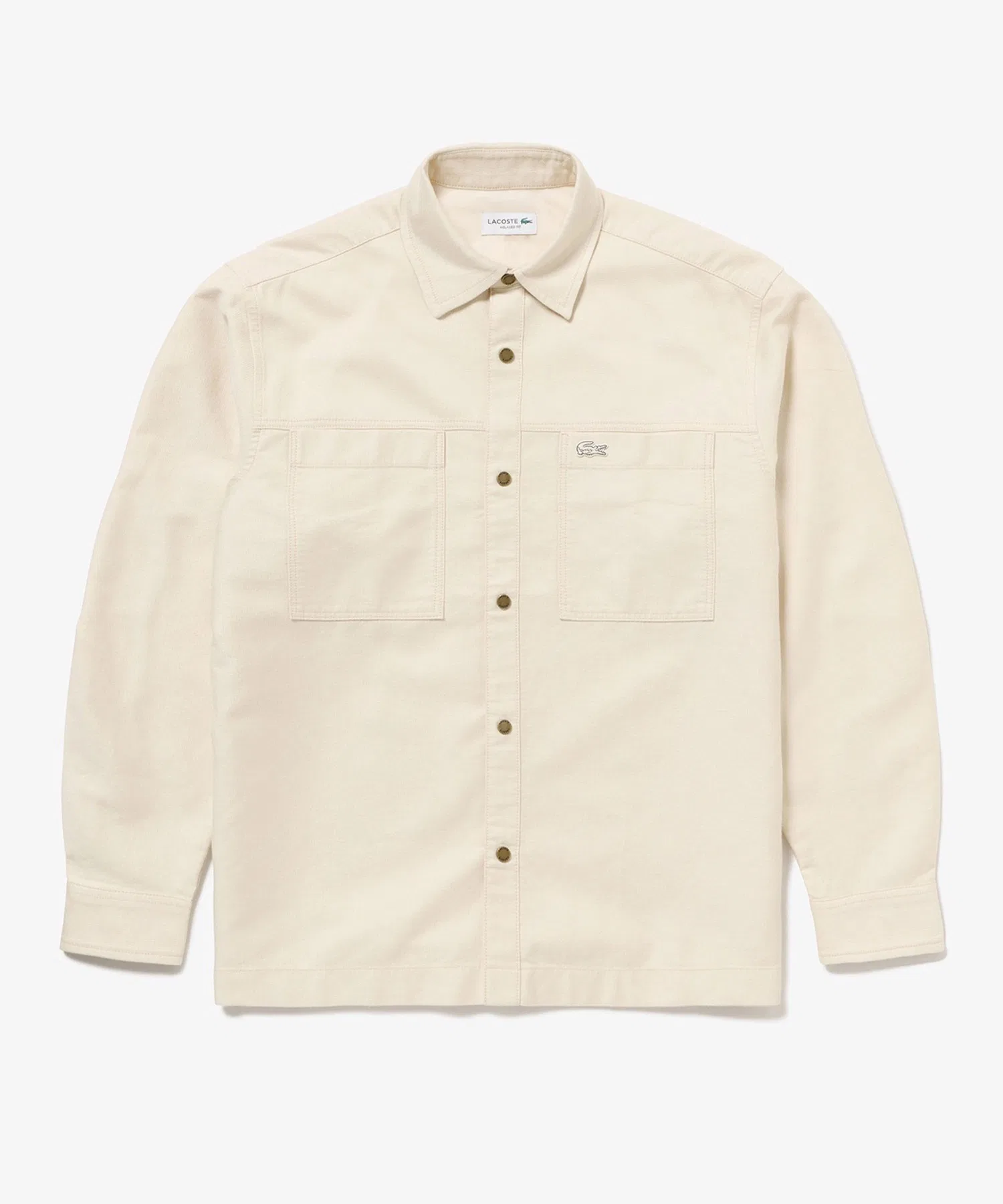 Мужская рубашка-жакет LACOSTE из хлопкового корда Offwhite — фото 4