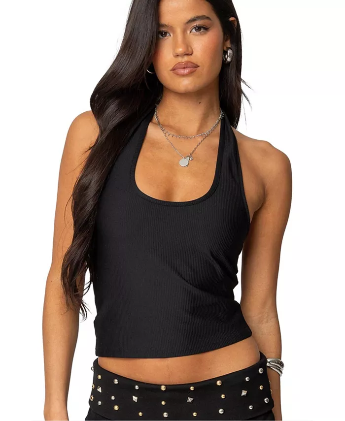 

Женский топ Kiana Ribbed Halter Edikted, черный