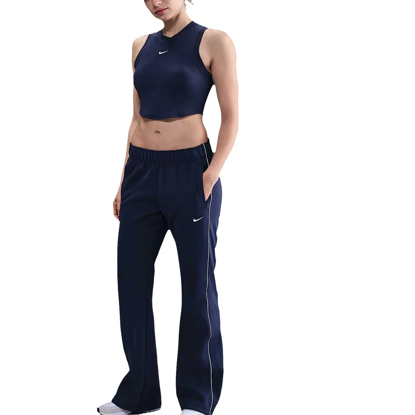 Топ женский облегающий укороченный Sportswear Chill Knit с мини-ребристой вязкой Nike, Dark Blue — фото 4