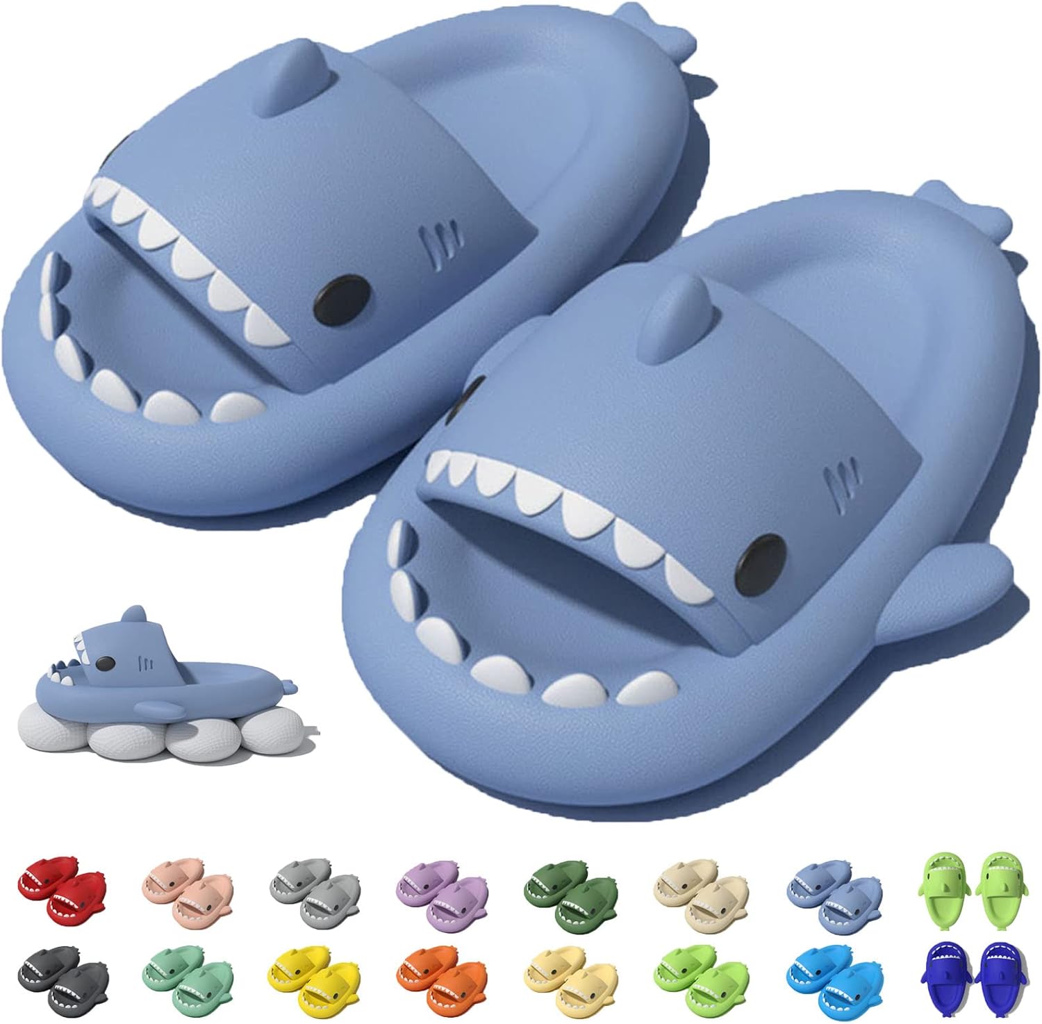 

Оригинальные шлепанцы Jfxgjuv Sharky, Нескользящие шлепанцы Shark с подушкой, сандалии для мужчин, женщин и детей, синий