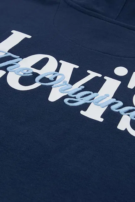 Худи детское классическое с капюшоном Levi's, синий — фото 4