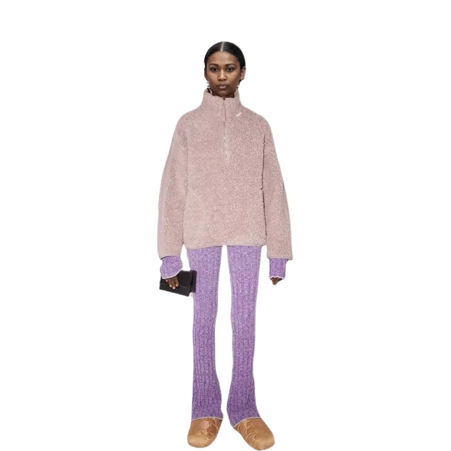 Свитшот с высоким воротником и молнией до половины Acne Studios, розовый — фото 3