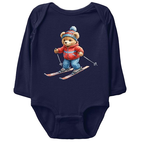 

Боди с длинным рукавом Skiing bear watercolor The Juniper Shop, Navy