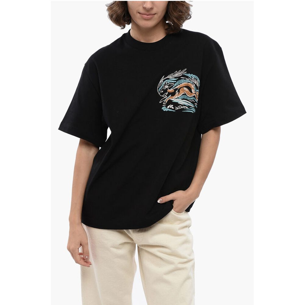 

Футболка с круглым вырезом и вышивкой RABBIT Jil Sander, Black