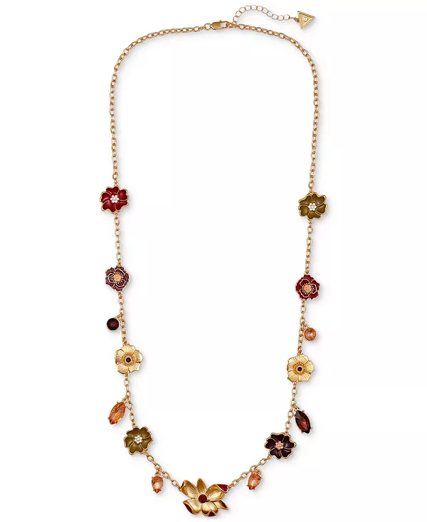 

Длинное ожерелье с цветочным шармом Guess, gold